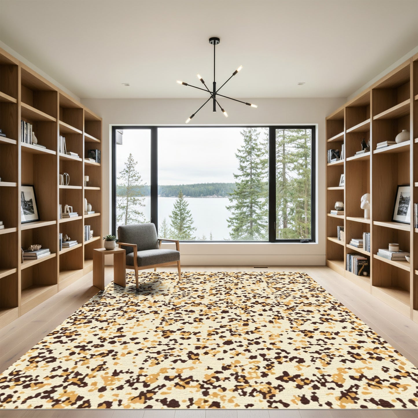 Textured Tan Brown Speckled Abstract Rug