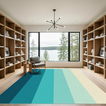 Ocean Gradient Color Block Stripes Rug