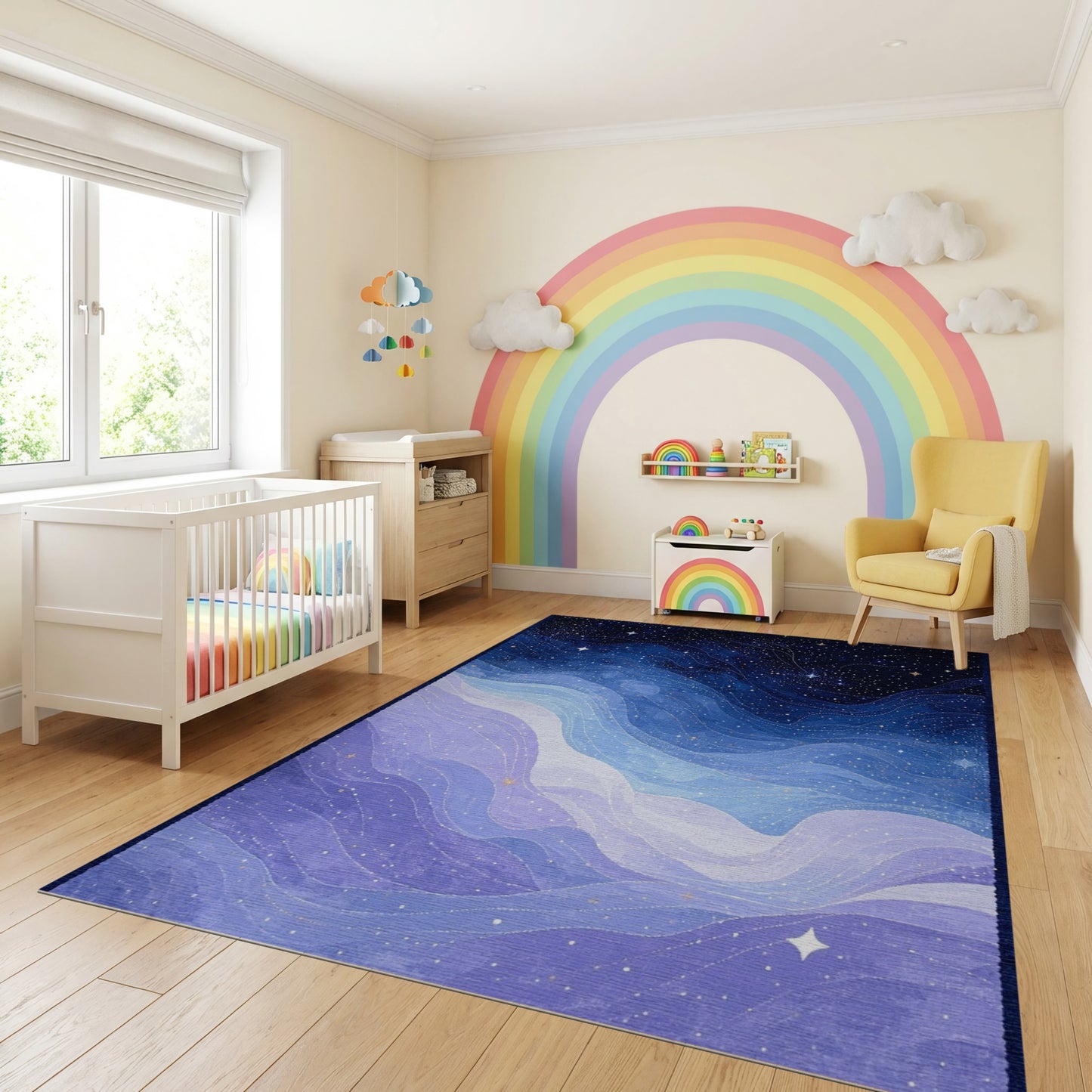 Starry Wavy Blue Purple Rug