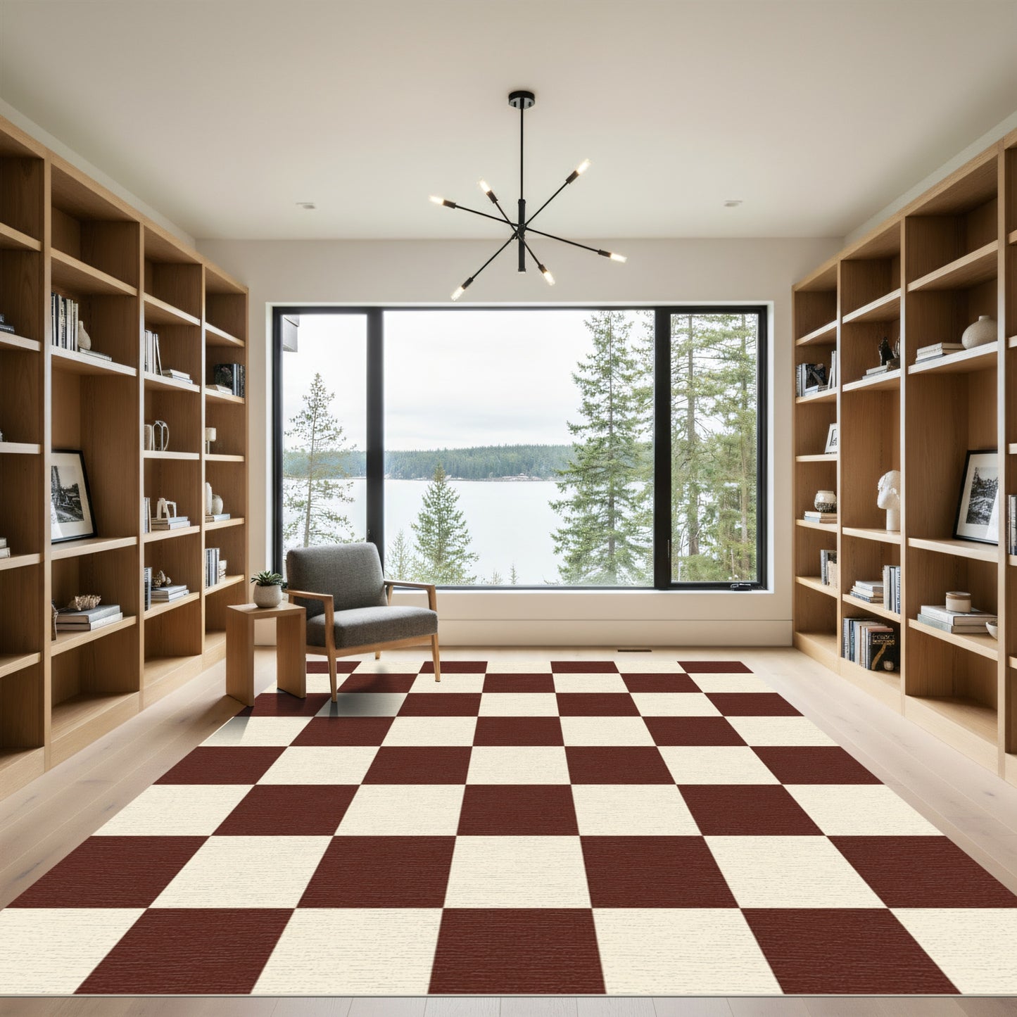 Brown Cream Classic Checkerboard Rug