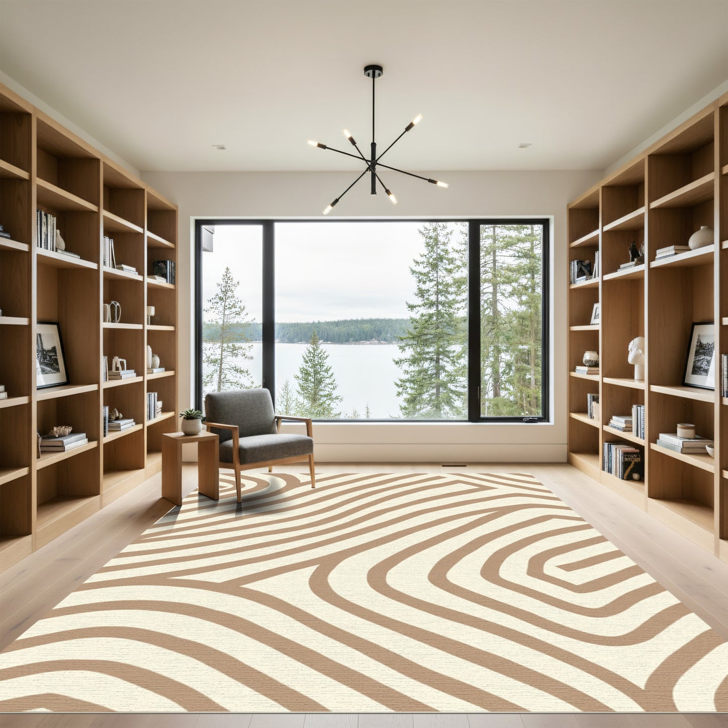 Cream And Tan Organic Stripe Rug