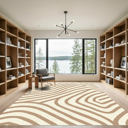 Cream And Tan Organic Stripe Rug