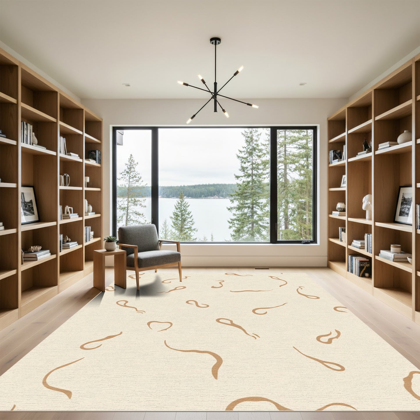 Cream Brown Organic Swirls Rug