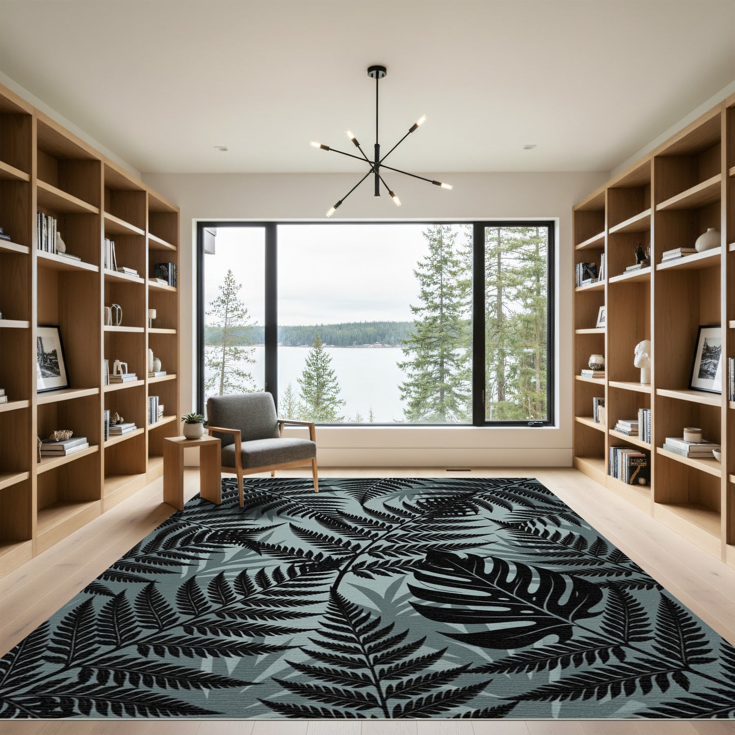 Monstera Fern Forest Silhouette Rug