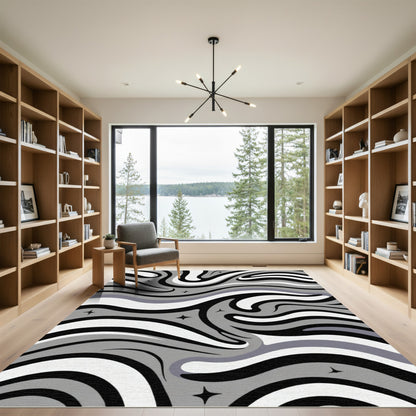 Monochromatic Swirl Starburst Rug