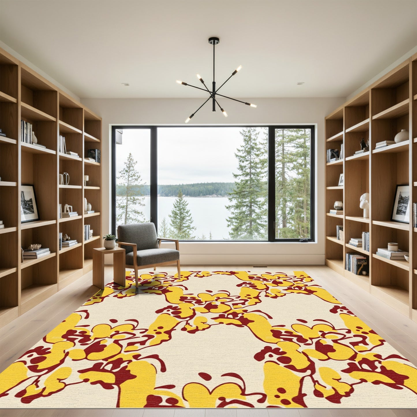 Yellow Crimson Organic Bloom Rug