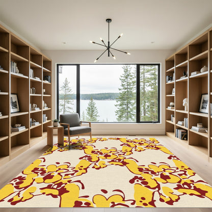 Yellow Crimson Organic Bloom Rug