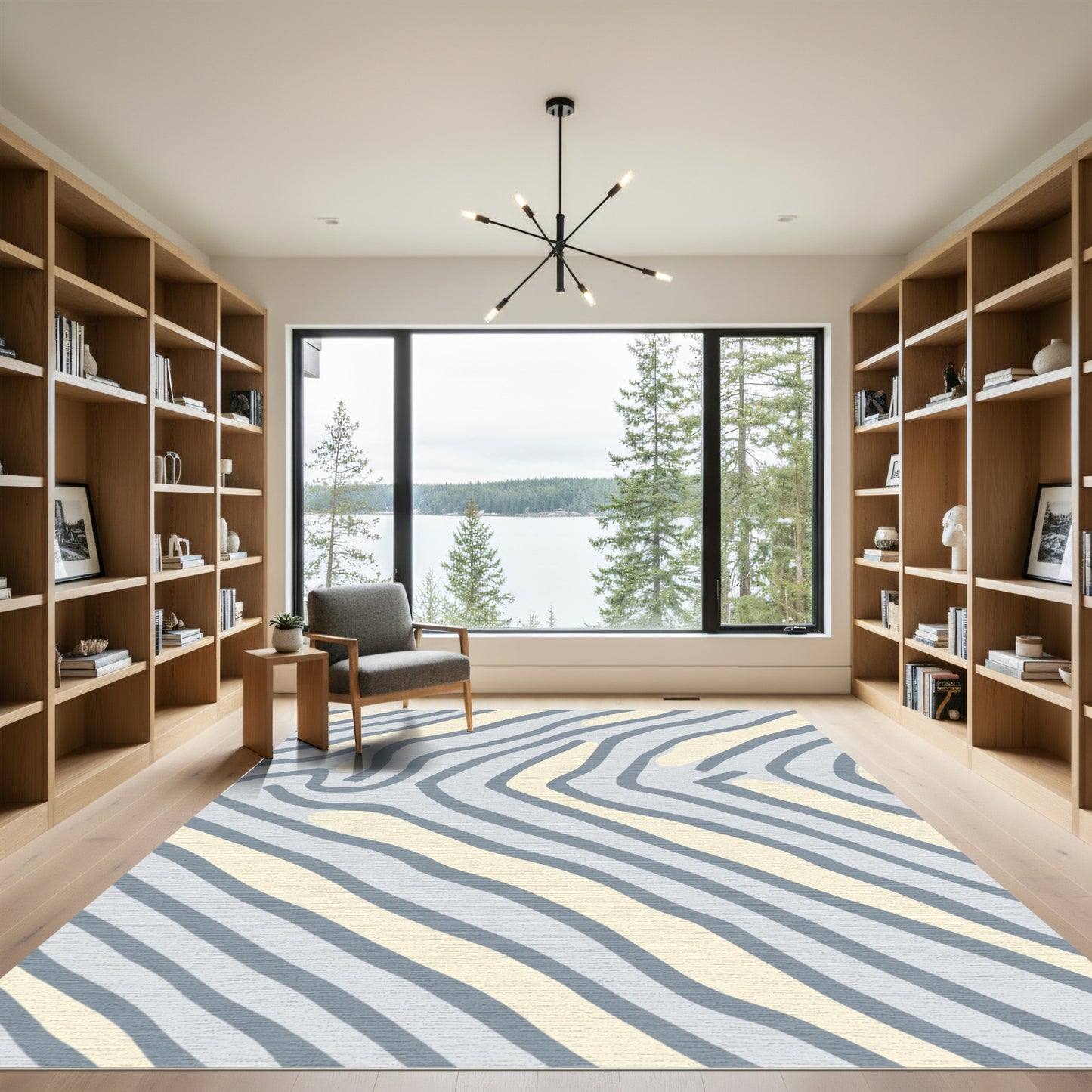 Soft Gray Beige Organic Stripe Rug