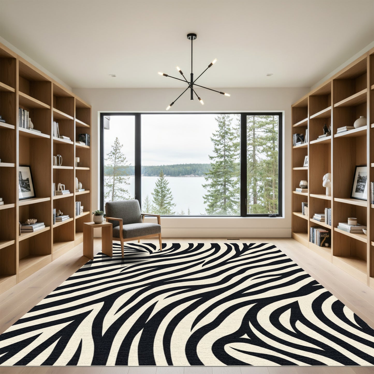 Bold Black White Animal Stripe Rug