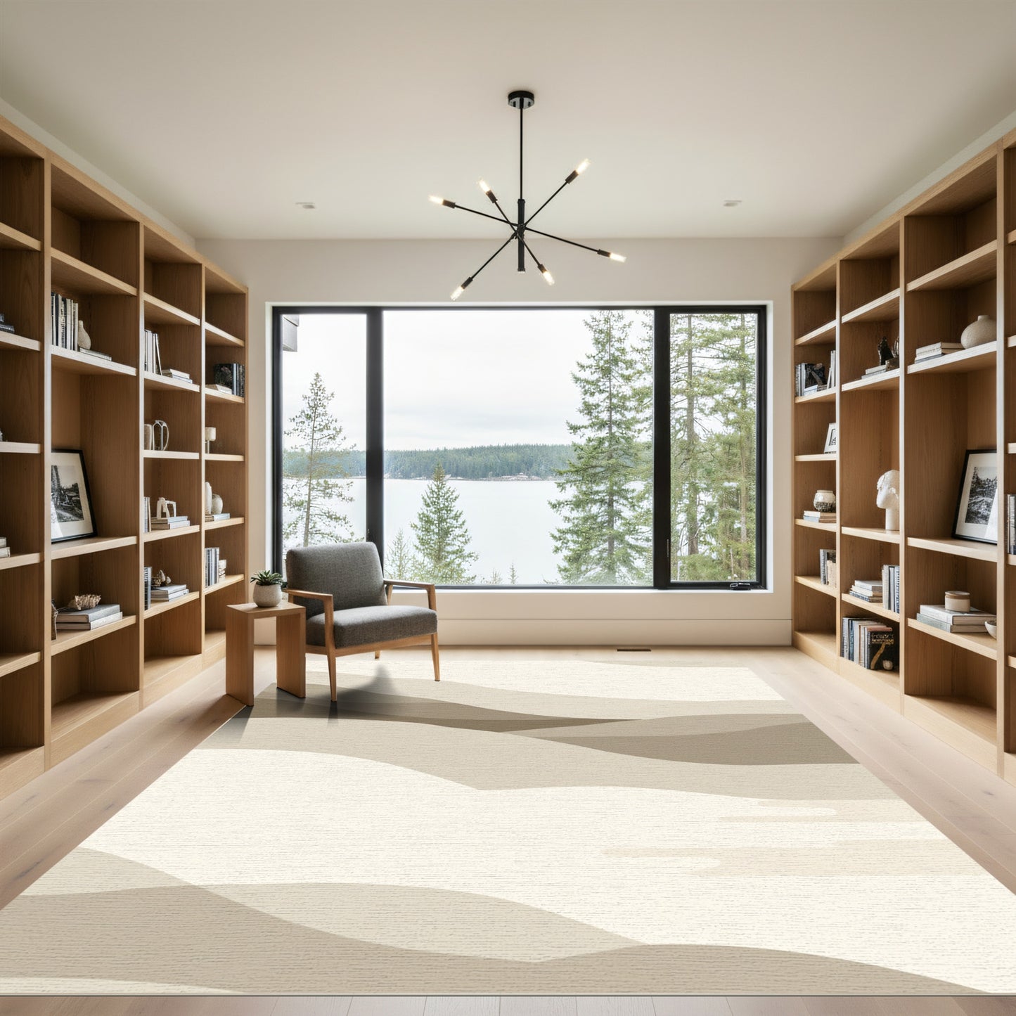Neutral Layered Landscape Abstract Rug