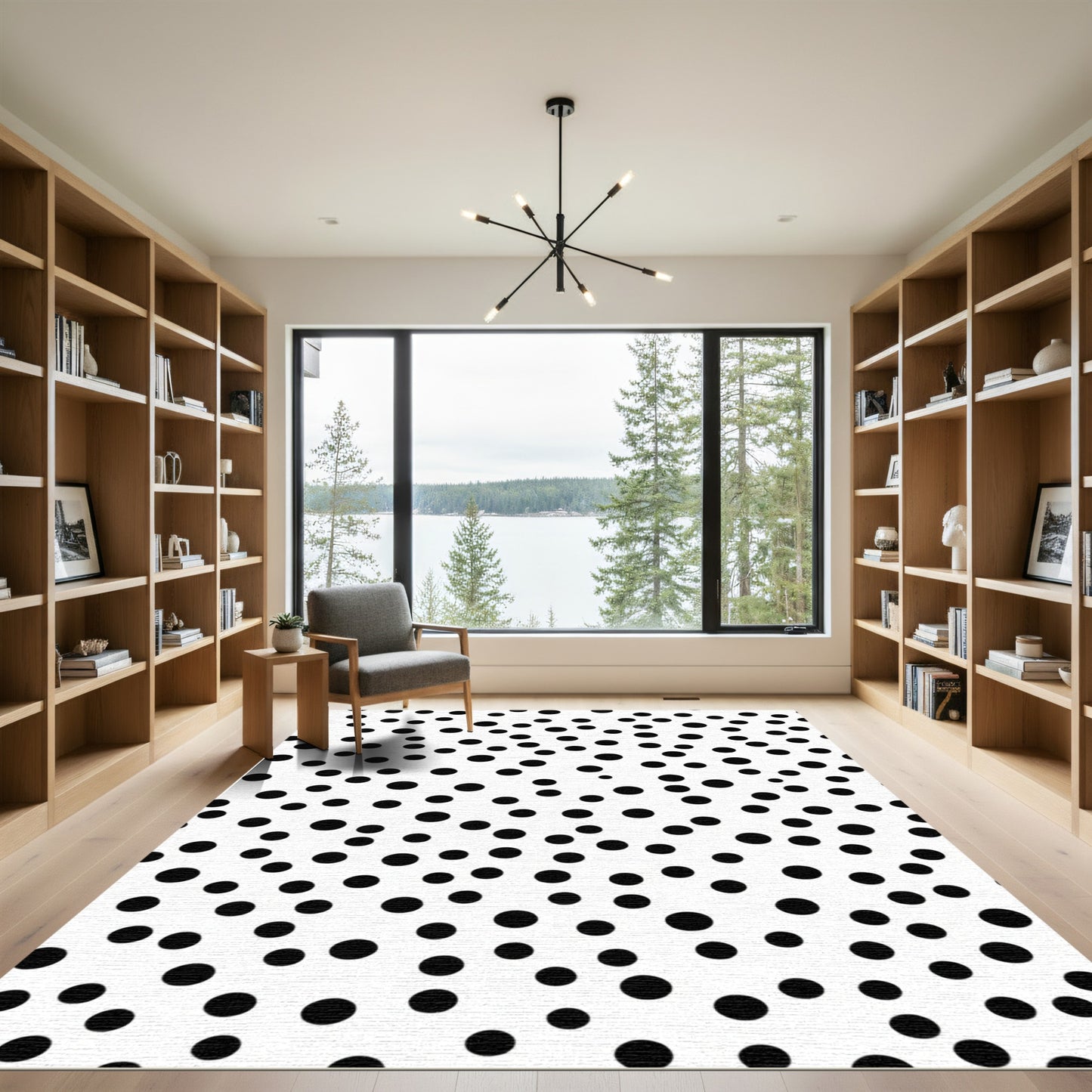 Abstract Black Dot Scatter Rug