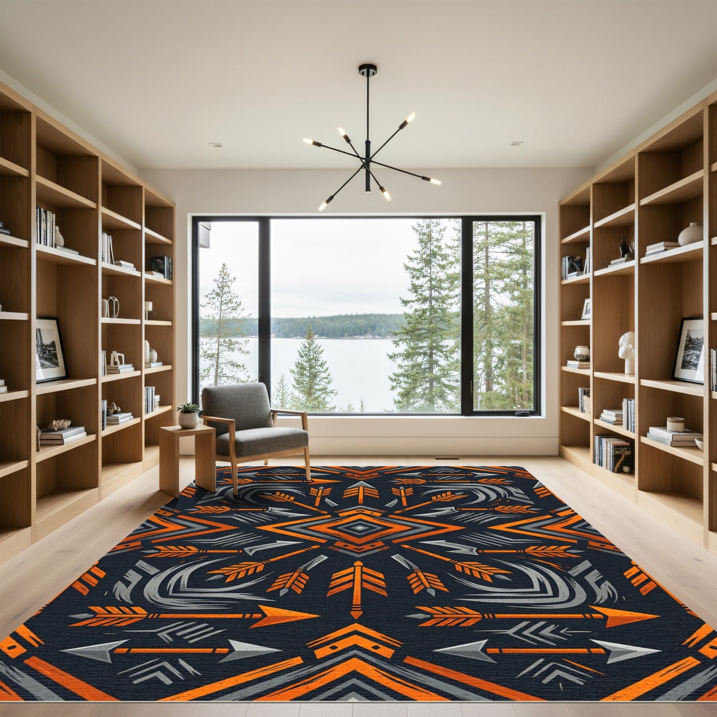 Bold Orange Tribal Arrow Rug