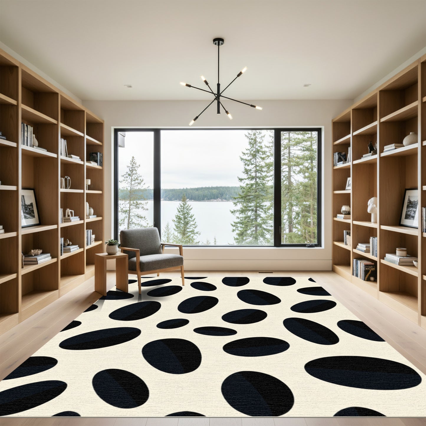 Cream Black Oval Spots Rug
