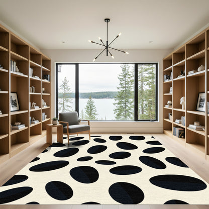 Cream Black Oval Spots Rug