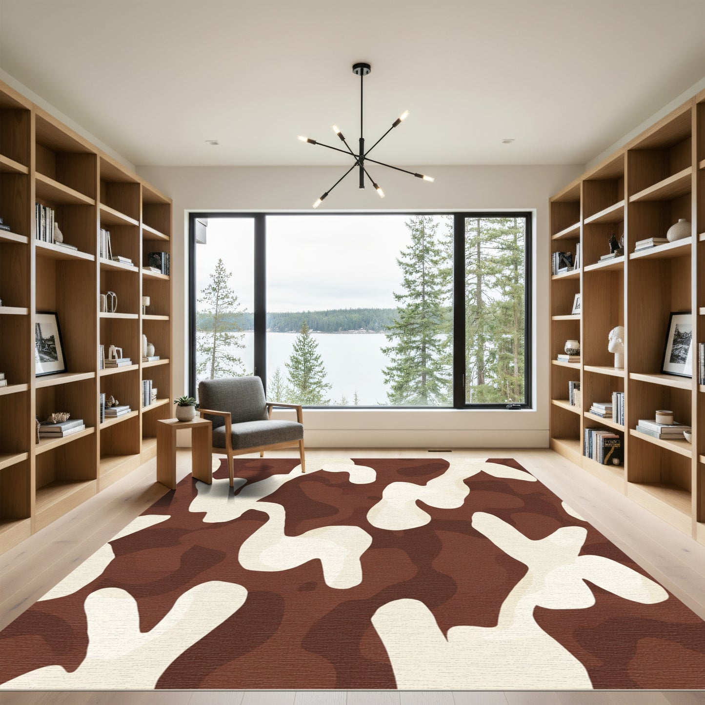 Brown Cream Organic Camouflage Flow Rug