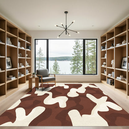 Brown Cream Organic Camouflage Flow Rug