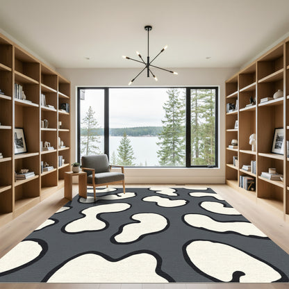 Gray and Cream Abstract Organic Shapes Rug
