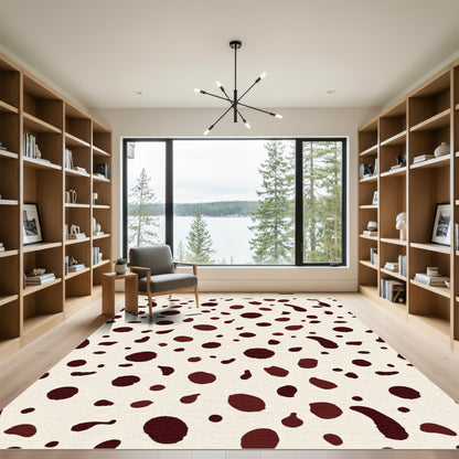 Chic Cream Brown Dalmatian Spots Rug