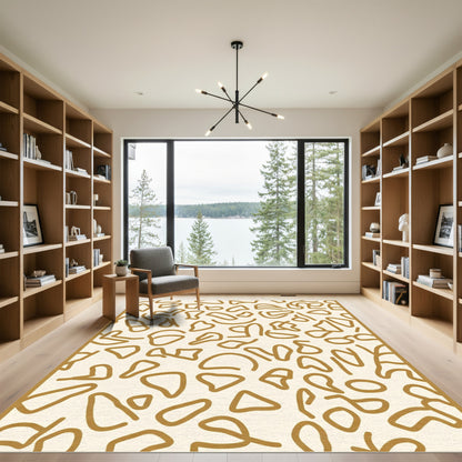 Abstract Ochre Organic Shapes Rug