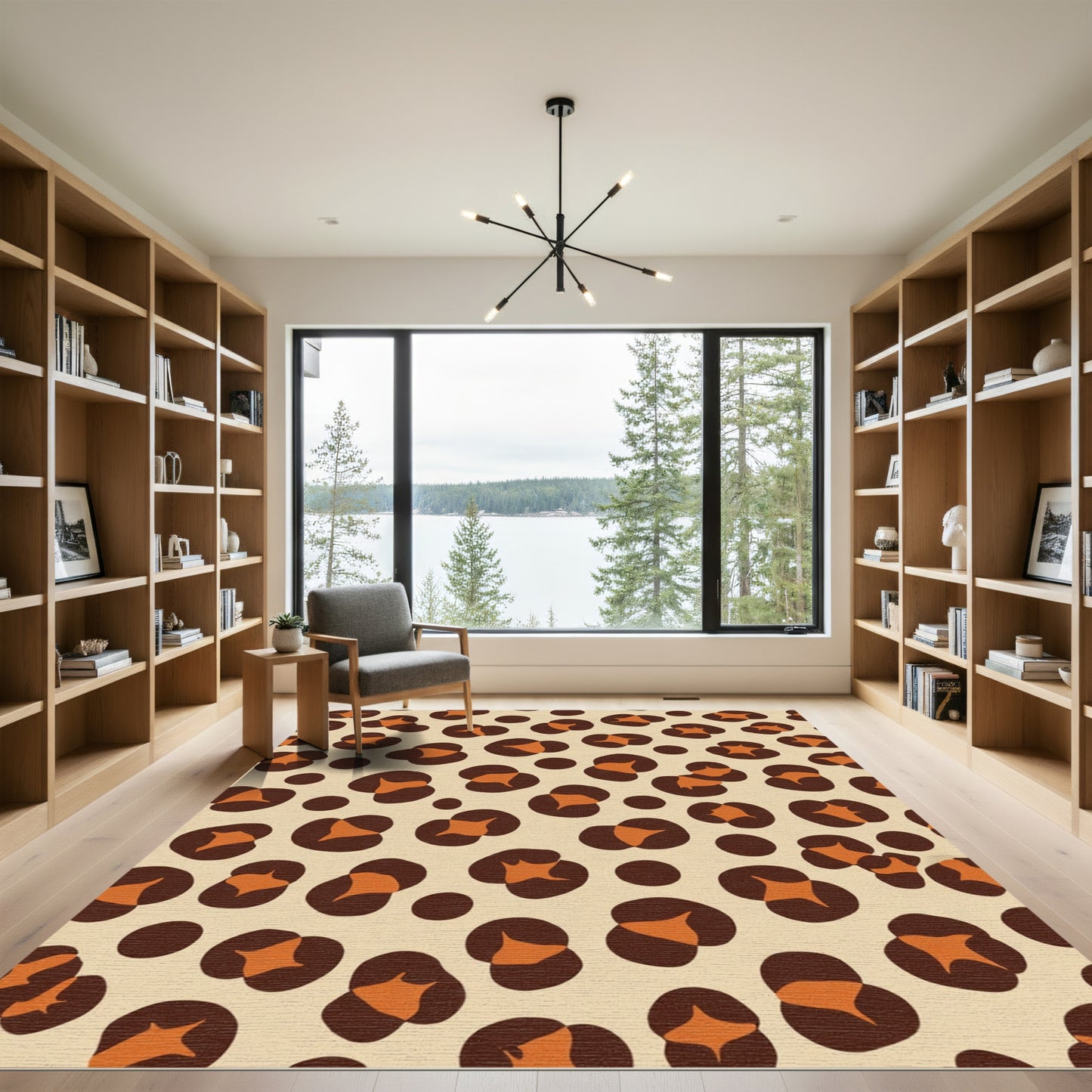 Bold Orange Leopard Spot Rug
