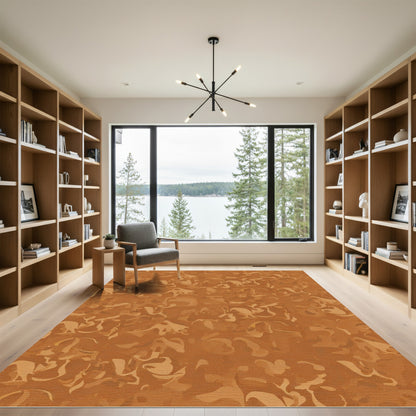 Amber Swirl Abstract Watercolor Rug