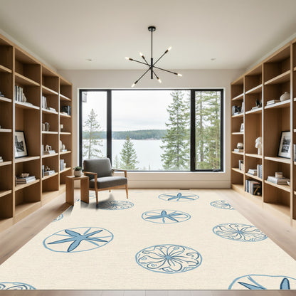 Blue Sand Dollar Circular Medley Rug