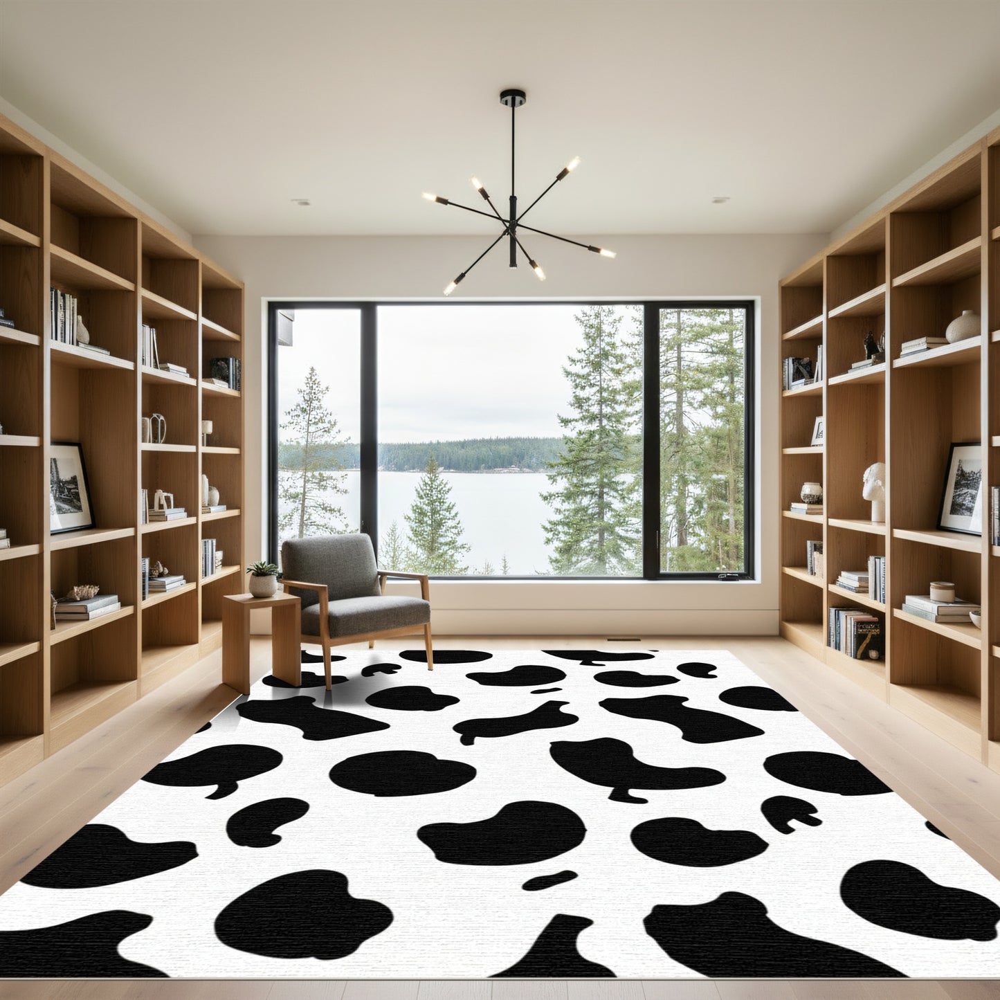 Black White Blob Spotting Rug