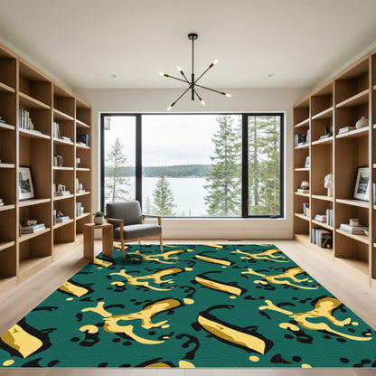 Deep Teal Organic Abstract Shapes Rug