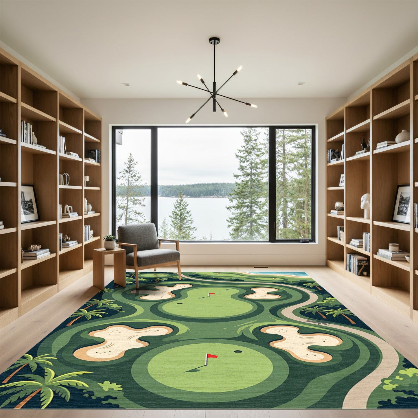 Tropical Golf Course Aerial Landscape Rug