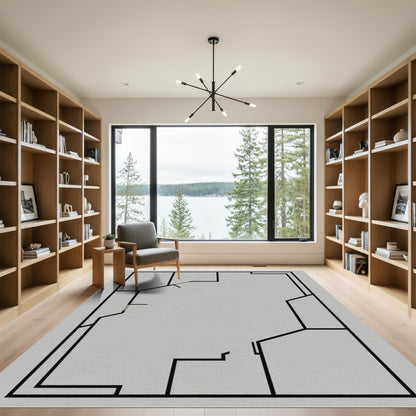 Modern Geometric Lines Charcoal Rug