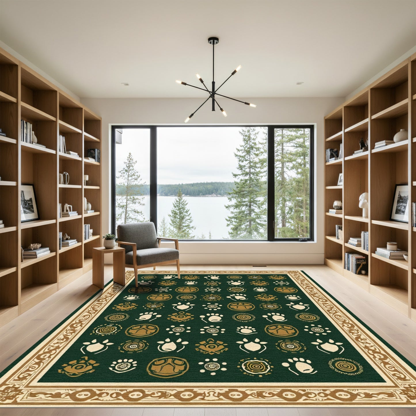 Earthly Paw Print Circular Ornament Rug