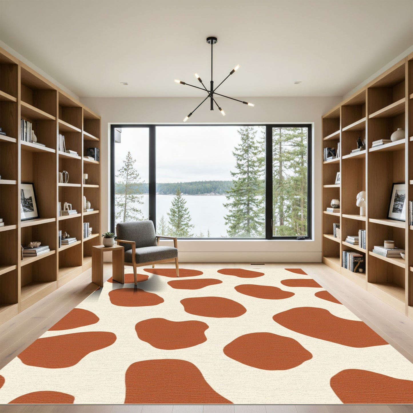 Cream Tan Spotted Organic Shapes Rug
