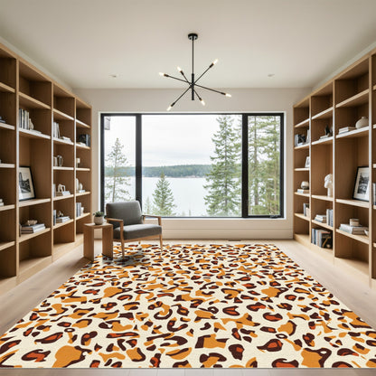 Orange Brown Leopard Spot Rug