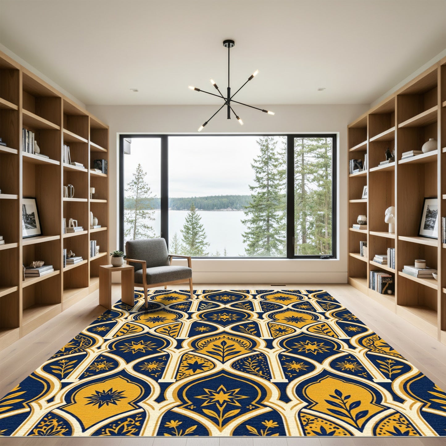Royal Navy and Gold Star Arch Rug