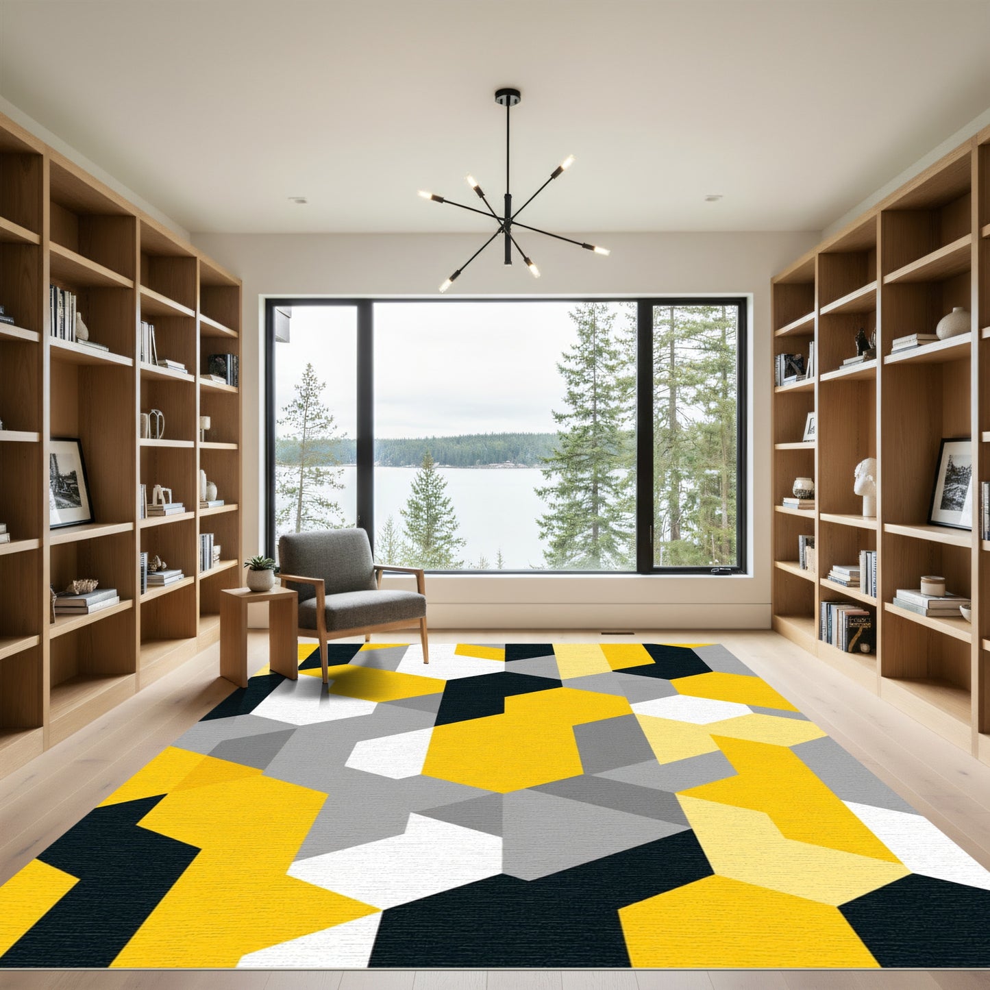 Bold Yellow Geometric Honeycomb Rug