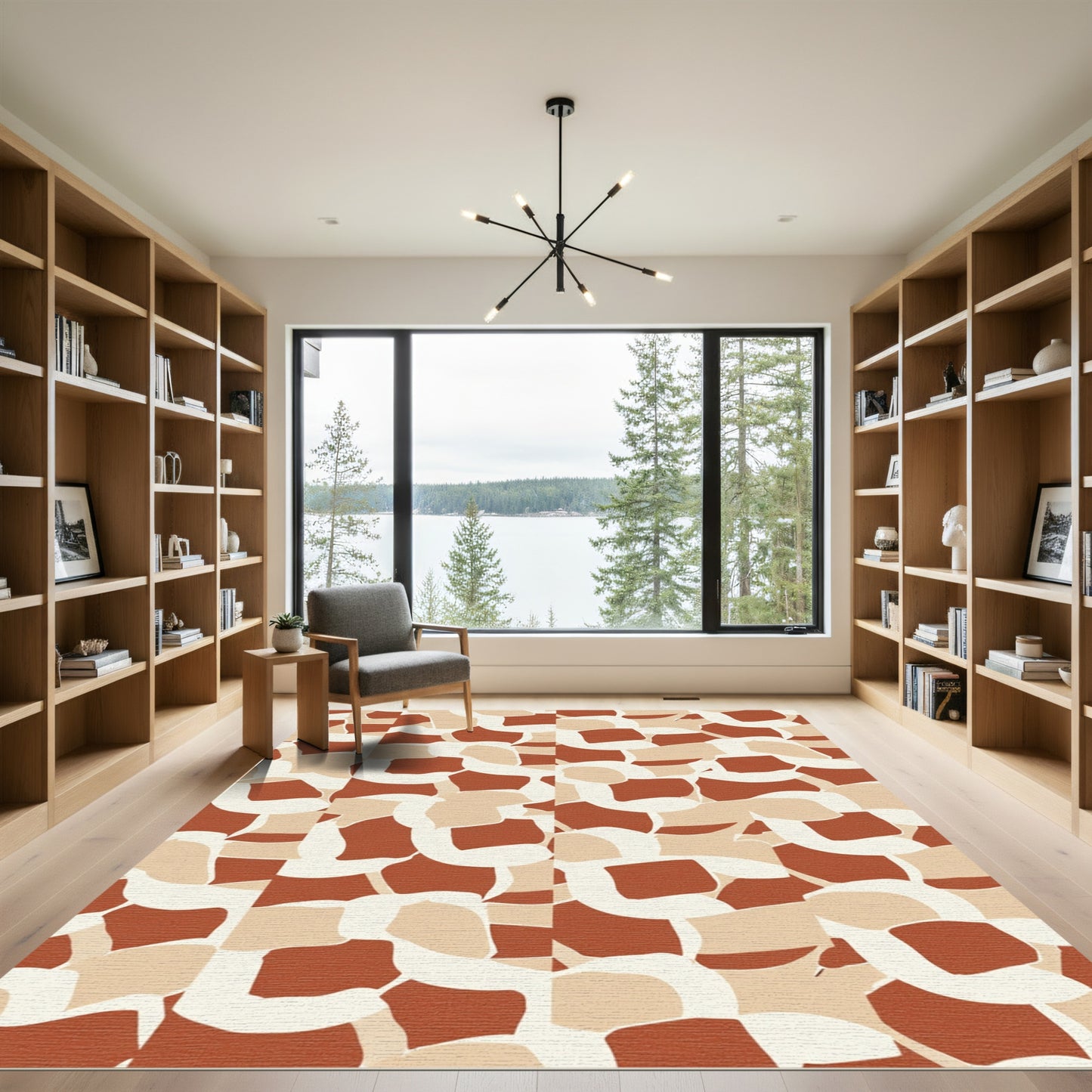 Terracotta Abstract Organic Form Rug