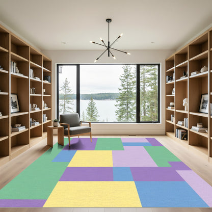 Pastel Geometric Blocks Rug