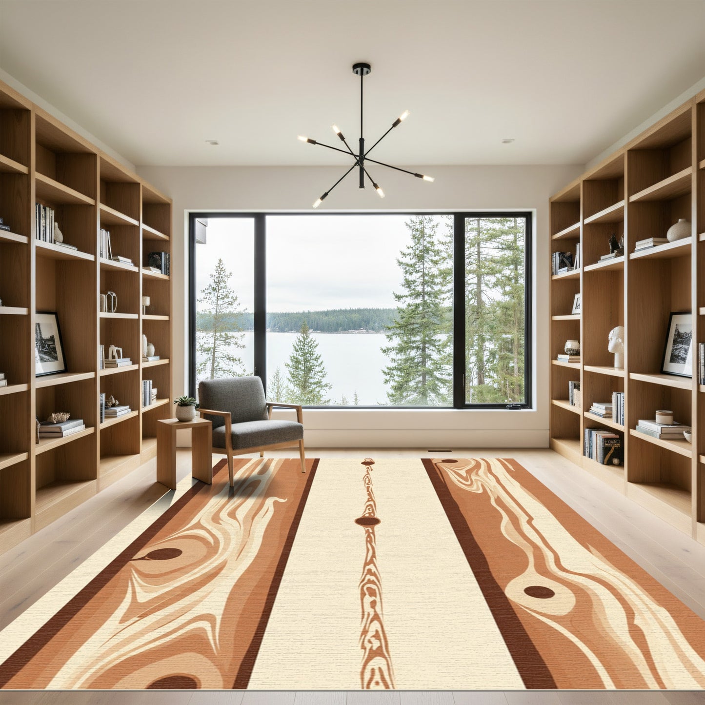 Natural Wood Grain Vertical Lines Rug