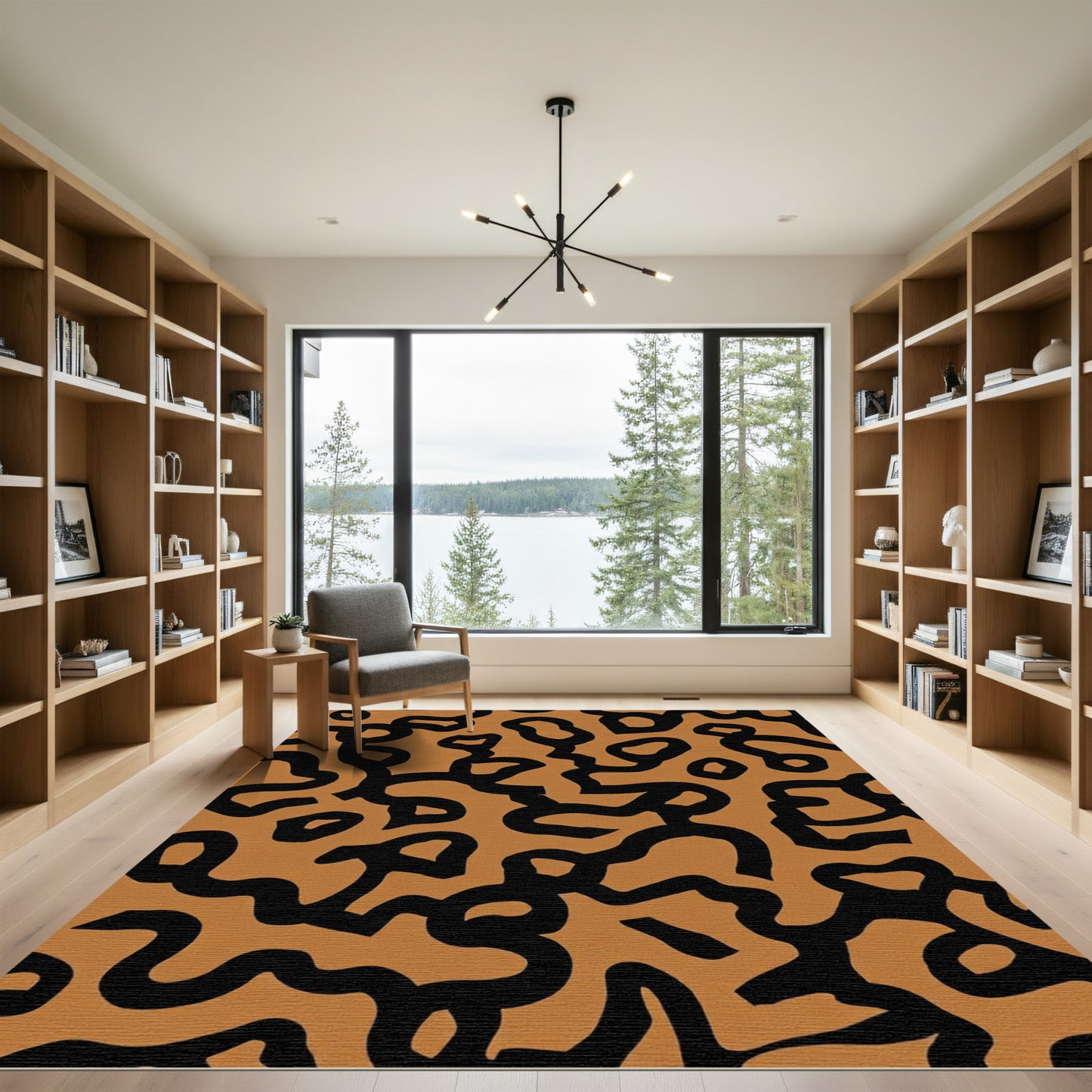 Spotted Black Organic Forms Rug