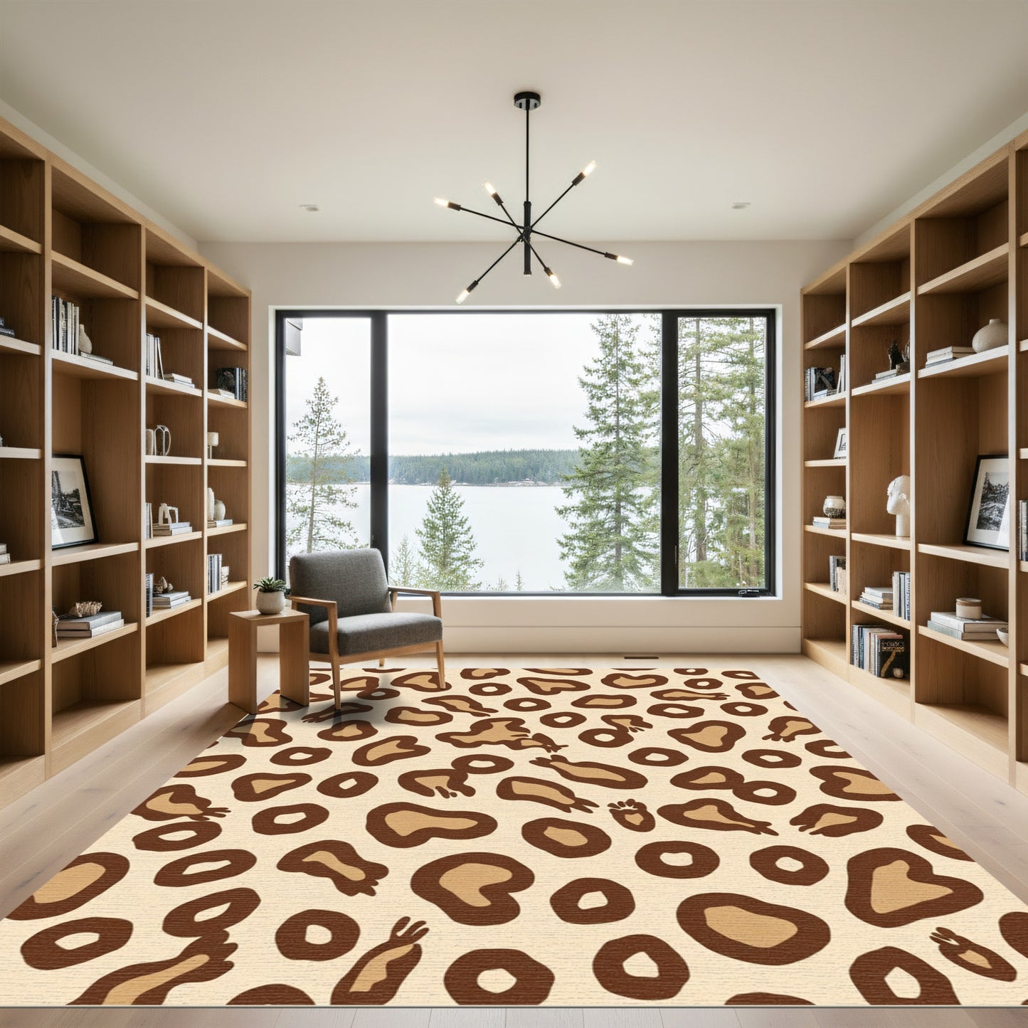 Brown Cream Leopard Spots Rug