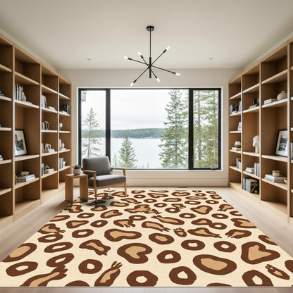 Brown Cream Leopard Spots Rug