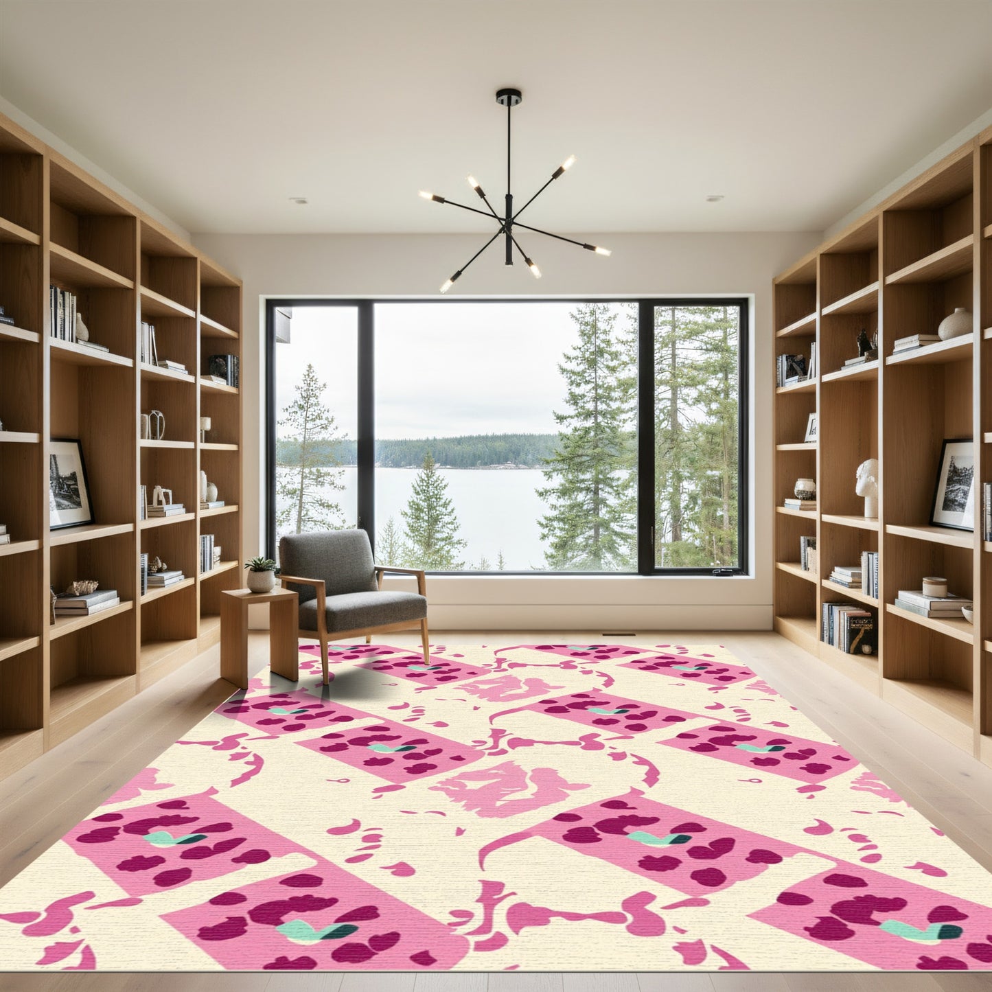 Pink Magenta Abstract Diamond Shapes Rug