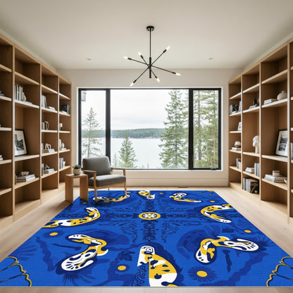 Surreal Blue Yellow Organic Swirl Rug