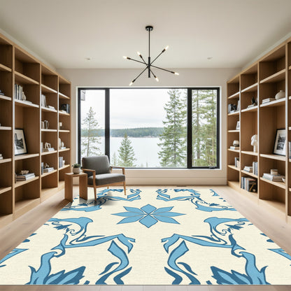 Blue Floral Art Nouveau Meadow Rug