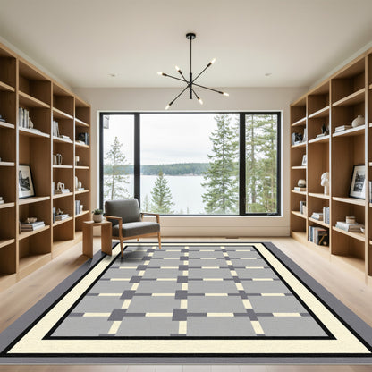 Geometric Interlocking Gray Square Rug
