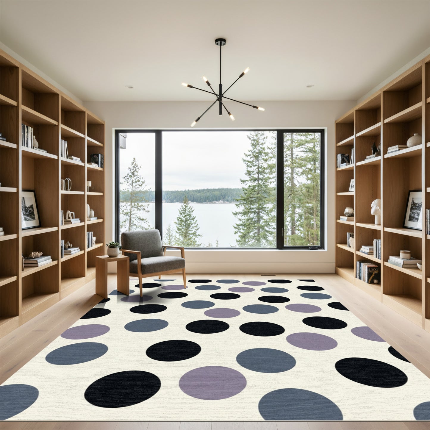 Neutral Dotty Circles Composition Rug