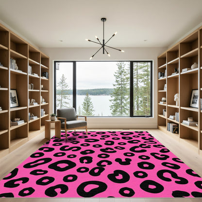 Bold Pink Black Spots Rug