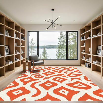 Orange Diamond Tribal Arch Rug