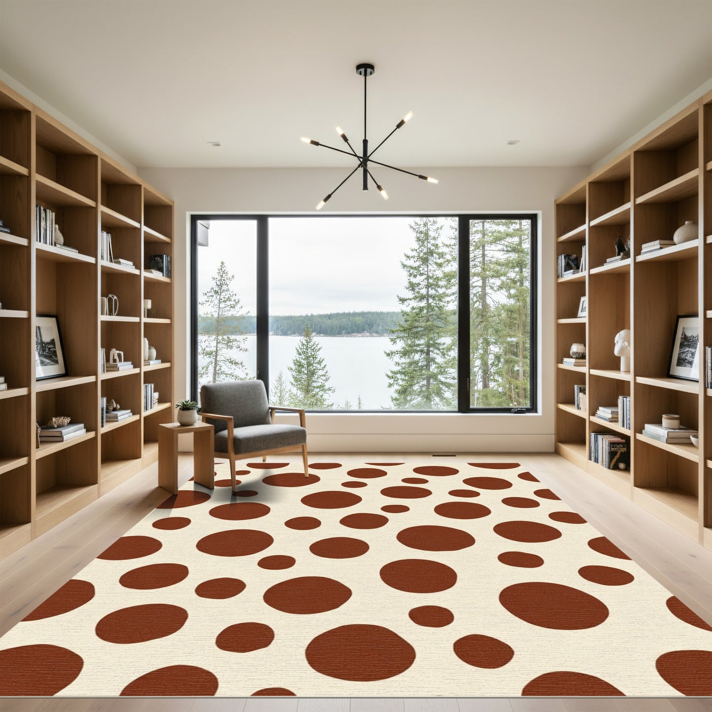 Creamy Brown Speckled Polka Dot Rug