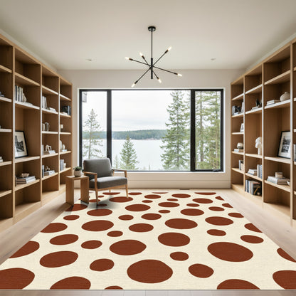 Creamy Brown Speckled Polka Dot Rug